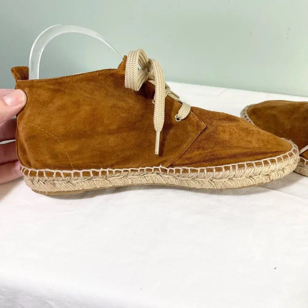 275 Central Espadrille Ankle Boots 39/9 Brown Suede Cabincore Boho Cottagecore